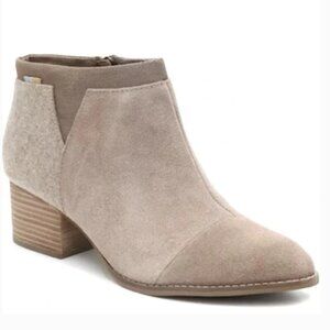 TOMS Loren Ankle Bootie Suede Felt Leather Side Zipper Opening Size US 9 EU 40